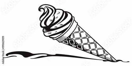 A beautifully illustrated ice cream cone with a swirl on top.