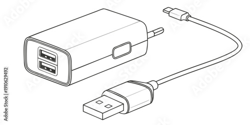 A compact usb charger with multiple ports for charging various devices simultaneously