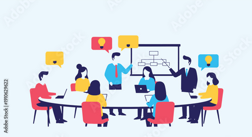 Team Meeting with Presentation and Collaboration