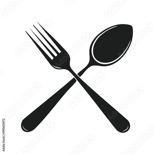 Isolated set of silver metal fork, spoon, and knife cutlery icons on a white background for restaurant kitchen dinner silverware and stainless steel flatware tool design