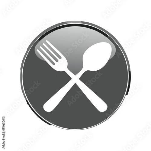 A vector illustration of a spoon and fork icon set featuring essential kitchen silverware and restaurant cutlery symbols for dining and food tool designs