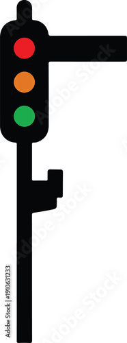 Rail Signal Icon in silhouette on white background.