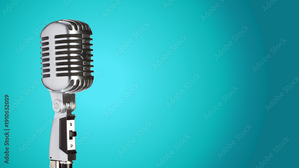 Fototapeta premium Podcast microphone setup for recording sessions in a studio environment