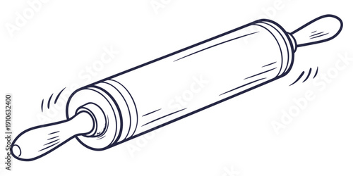 A vintage rolling pin with wooden handles resting on a flat surface.