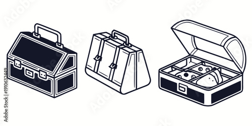 Assorted toolboxes and tool kits for various repair and maintenance tasks