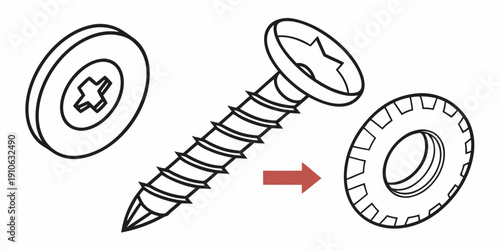 Illustration of a screw being transformed into a gear mechanism.