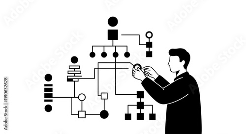 Organizational Hierarchy and Team Structure Illustration

This image depicts a structured organizational hierarchy diagram showing interconnected individuals within a company framework. The illustrati