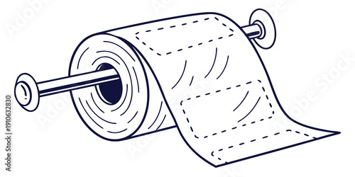 A detailed illustration of a roll of toilet paper with a visible core