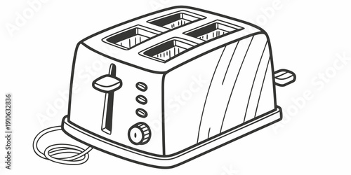 A classic toaster with four slots and a cord, ready for breakfast preparation