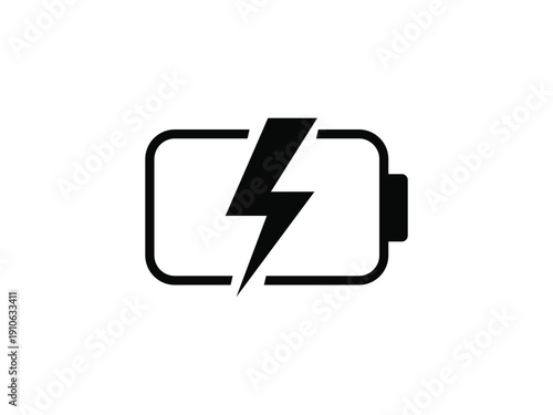 Battery Icon with Lightning Bolt - Charging, Power, and Energy Symbol