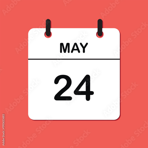 May 24. Daily Calendar icon for design. Simple design for business brochure, flyer, print media, advertisement. Easily editable.