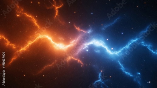 Vibrant Lightning Bolts in Dark Space.