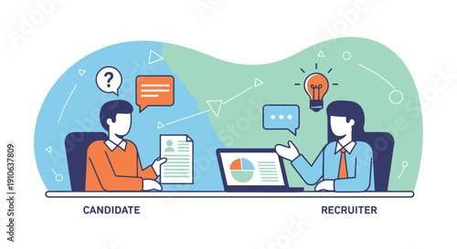 Candidate and Recruiter Interview Discussion at Table