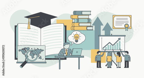 Educational Learning Scene with Students and Teacher in Classroom