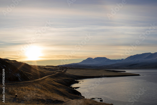 sunset in the mountains in Iceland