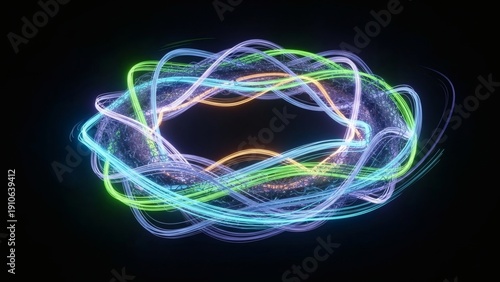 Vibrant Neon Light Trails in Motion.