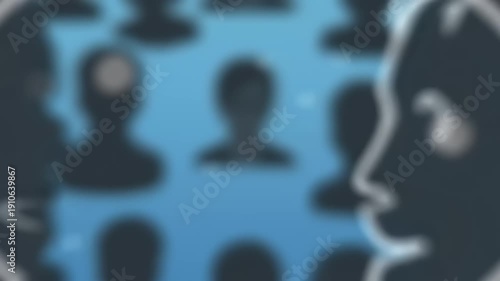 Silhouettes of People in Speech Bubble Concept.