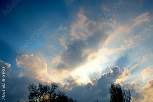 Dramatic Evening Sky with Gray Blue Clouds and Moody Atmosphere