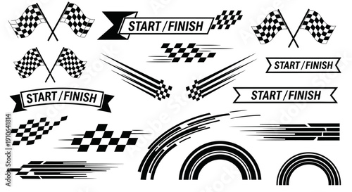 Racing flags and motion graphics elements for design projects.