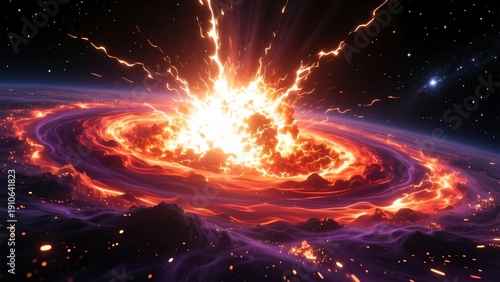Wallpaper Mural Cosmic explosion of fiery energy in a swirling galaxy viewed from space Torontodigital.ca