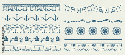 Blue Compass Nautical Wheel PNG, Maritime Ship Wheel Pattern Art, Anchor Rope Border Design Bundle, Ocean Navigation Icon Clipart Set, Blue Sailor Compass Illustration Art, Nautical Repeat Pattern Gra