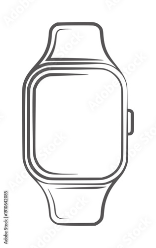 Minimalist of a modern smartwatch with a blank screen wearable technology gadget