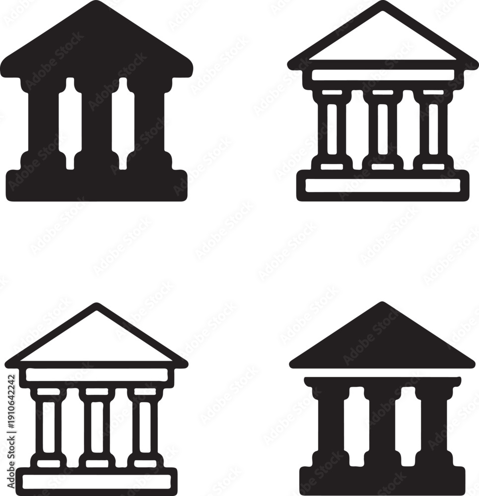 Fototapeta premium Isolated Ancient Architecture Design Icon Set, Ancient Architecture Design Icon, Ancient Architecture Solid Black Icon, Ancient Architecture Outline Vector For Historical Education Design