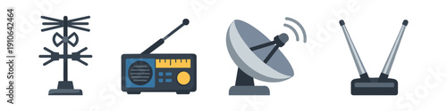 Collection of diverse antennas and radio receivers for communication and broadcasting