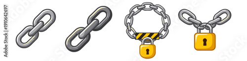 Collection of chain links and padlocks symbolizing security and connection