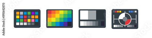 Set of four graphic design tools for color correction and calibration