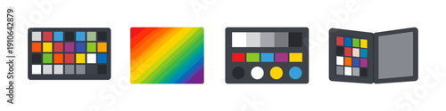 Set of color calibration tools and rainbow gradient for photography and design