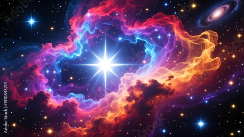 Wallpaper Mural Vibrant Nebula Swirls Around a Bright Star in Deep Space Torontodigital.ca