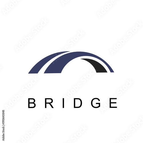 Fotografie Modern bridge logo with minimalist arched lines in navy blue