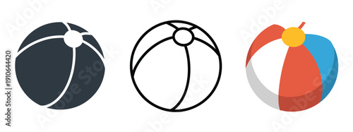 Summer Independence Holidays Beach Ball Striped Playful Icon, vector illustration featuring colorful beach ball, patriotic summer celebrations, outdoor fun, leisure, pool and seaside activities