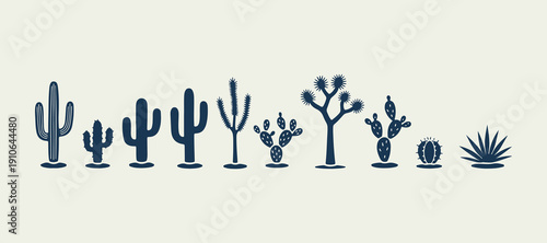 Desert Cactus Silhouette Clipart Set, Dry Tree Branch Illustration Bundle, Western Sahara Plant Graphic, Arid Landscape Element Collection, Cactus Succulent Design Pack, Wild West Desert Sticker, Natu