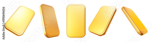 3d set golden phone icon in different angles. Smartphone with gold display. Stock vector illustration on isolated background.