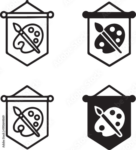 Isolated Art Workshop Banner Icon Set, Art Workshop Banner Icon, Art Workshop Banner Icon Solid Black, Art Workshop Banner Icon Outline Vector For Creative Learning Event Design