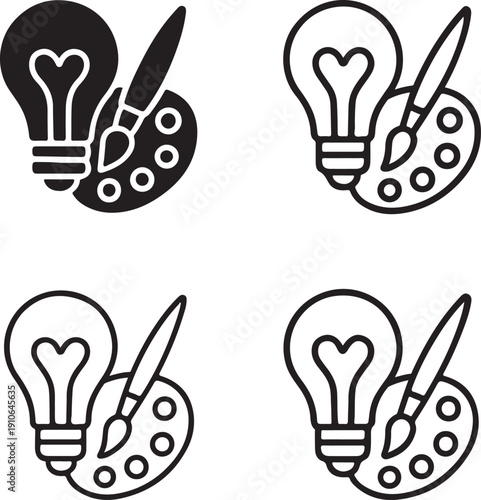 Isolated Art Education Icon Set, Art Education Icon, Art Education Icon Solid Black, Art Education Icon Outline Vector For School Learning Training Design