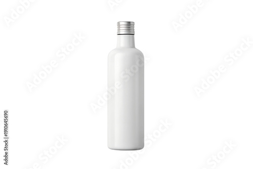 Minimal white container bottle template with empty surface isolated on transparent PNG background