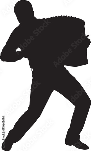 vector silhouette of an accordion player