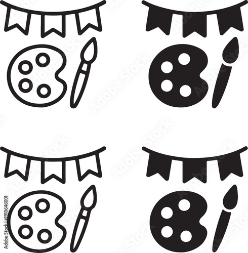 Isolated Art Festival Banner Icon Set, Art Festival Banner Icon, Art Festival Banner Icon Solid Black, Art Festival Banner Icon Outline Vector For Event Promotion Design