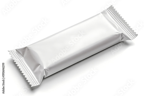 Wide white chocolate pack wrapper template isolated on clean minimal background with smooth finish and balanced proportions
