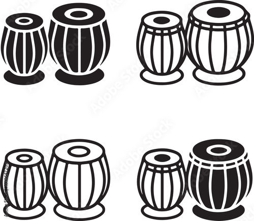 Isolated Traditional Tabla Icon Set, Traditional Tabla Icon, Traditional Tabla Icon Solid Black, Traditional Tabla Icon Outline Vector For Music Festival Cultural Design
