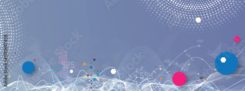 Cyber technology and science banner or header. Machine deep learning neural network