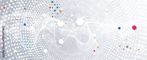 Cyber technology and science banner or header. Machine deep learning neural network