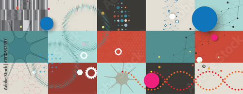 Cyber technology and science banner or header. Machine deep learning neural network