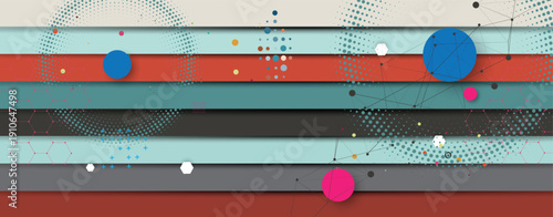 Cyber technology and science banner or header. Machine deep learning neural network