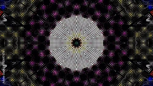 Futuristic background video with symmetrical geometric shapes and modern kaleidoscope motion.	