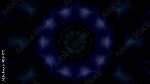 Futuristic background video with symmetrical geometric shapes and modern kaleidoscope motion.	