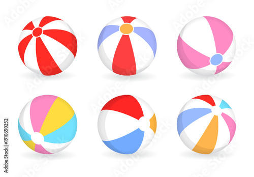 beach ball, inflatable ball set. vector illustration isolated on White Background